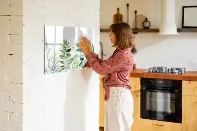 Tablă magnetică cu ștergere uscată cu model frunze în acuarelă