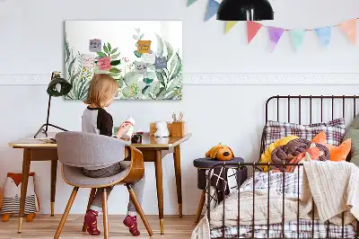 Tablă magnetică cu ștergere uscată cu model frunze în acuarelă