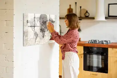Tablă magnetică cu ștergere uscată model cu harta lumii din ziare
