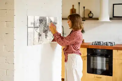 Tablă magnetică cu ștergere uscată model cu harta lumii din ziare