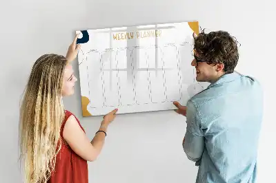 Tablă magnetică cu ștergere uscată planificator săptămânal