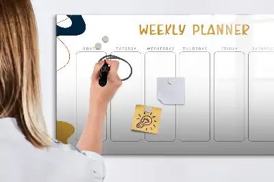 Tablă magnetică cu ștergere uscată planificator săptămânal