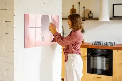 Tablă magnetică cu ștergere uscată cu model de marmură roz