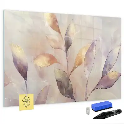 Tablă magnetică cu ștergere uscată cu model plante în acuarelă