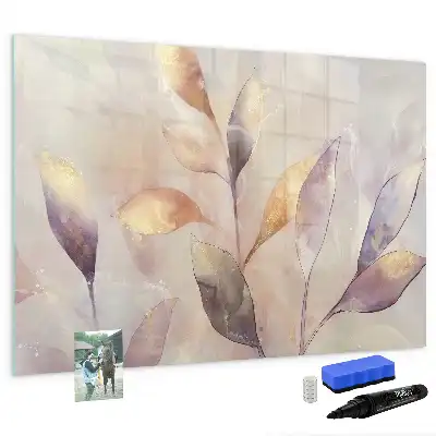 Tablă magnetică cu ștergere uscată cu model plante în acuarelă