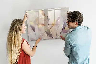 Tablă magnetică cu ștergere uscată cu model plante în acuarelă