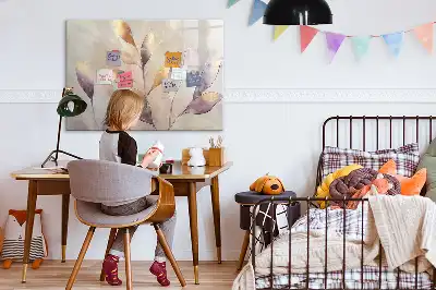 Tablă magnetică cu ștergere uscată cu model plante în acuarelă