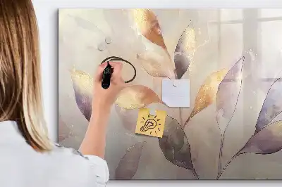 Tablă magnetică cu ștergere uscată cu model plante în acuarelă