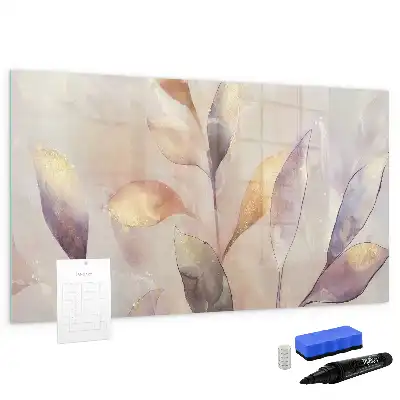 Tablă magnetică cu ștergere uscată cu model plante în acuarelă