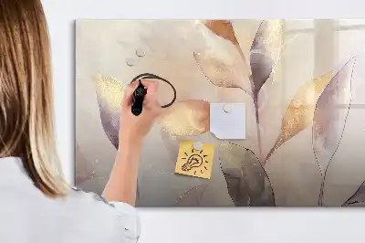 Tablă magnetică cu ștergere uscată cu model plante în acuarelă