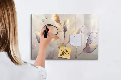 Tablă magnetică cu ștergere uscată cu model plante în acuarelă