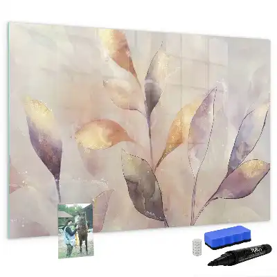 Tablă magnetică cu ștergere uscată cu model plante în acuarelă