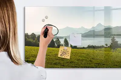 Tablă magnetică cu ștergere uscată model munți și câmpie