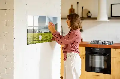 Tablă magnetică cu ștergere uscată model munți și câmpie