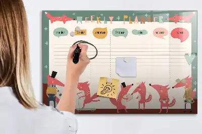 Tablă magnetică cu ștergere uscată planificator săptămânal pentru copii