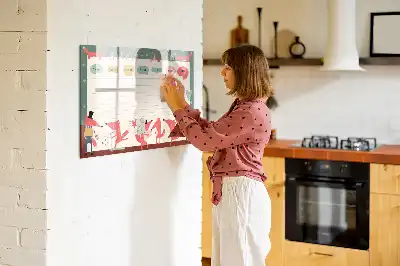 Tablă magnetică cu ștergere uscată planificator săptămânal pentru copii