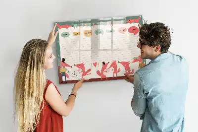 Tablă magnetică cu ștergere uscată planificator săptămânal pentru copii