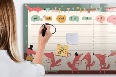 Tablă magnetică cu ștergere uscată planificator săptămânal pentru copii