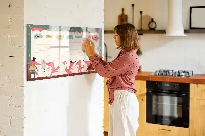 Tablă magnetică cu ștergere uscată planificator săptămânal pentru copii