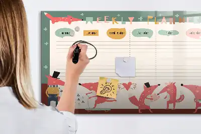Tablă magnetică cu ștergere uscată planificator săptămânal pentru copii