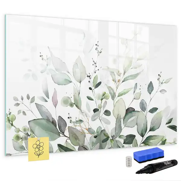Tablă magnetică cu ștergere uscată cu model de frunze de plante