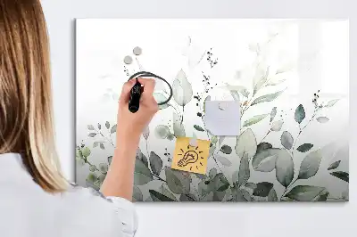 Tablă magnetică cu ștergere uscată cu model de frunze de plante