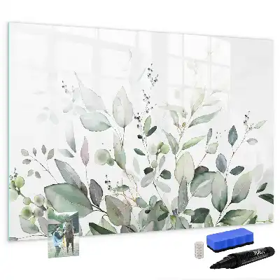 Tablă magnetică cu ștergere uscată cu model de frunze de plante