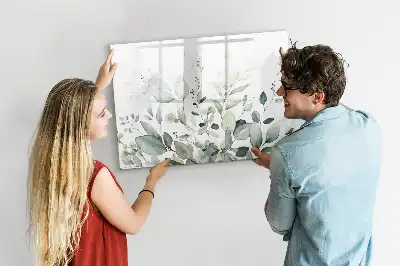 Tablă magnetică cu ștergere uscată cu model de frunze de plante