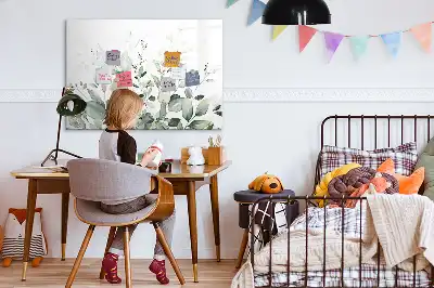 Tablă magnetică cu ștergere uscată cu model de frunze de plante