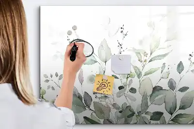 Tablă magnetică cu ștergere uscată cu model de frunze de plante