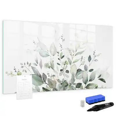 Tablă magnetică cu ștergere uscată cu model de frunze de plante