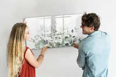 Tablă magnetică cu ștergere uscată cu model de frunze de plante