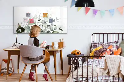 Tablă magnetică cu ștergere uscată cu model de frunze de plante