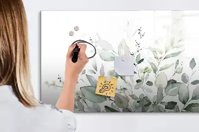 Tablă magnetică cu ștergere uscată cu model de frunze de plante
