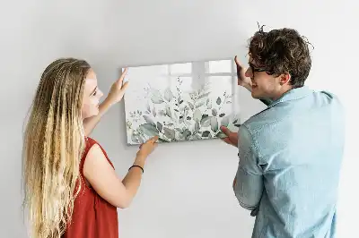 Tablă magnetică cu ștergere uscată cu model de frunze de plante