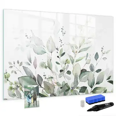 Tablă magnetică cu ștergere uscată cu model de frunze de plante
