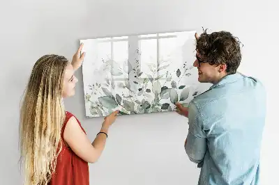 Tablă magnetică cu ștergere uscată cu model de frunze de plante