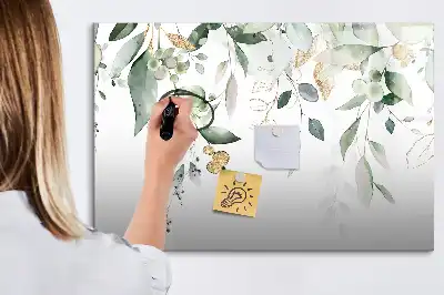 Tablă magnetică cu ștergere uscată cu model frunze de plante