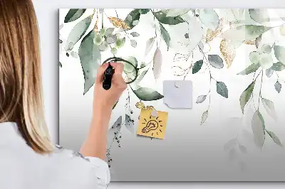 Tablă magnetică cu ștergere uscată cu model frunze de plante