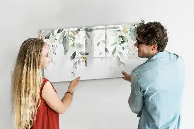 Tablă magnetică cu ștergere uscată cu model frunze de plante