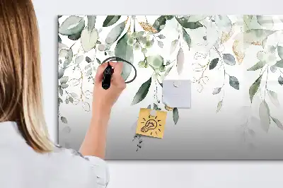 Tablă magnetică cu ștergere uscată cu model frunze de plante