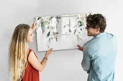 Tablă magnetică cu ștergere uscată cu model frunze de plante