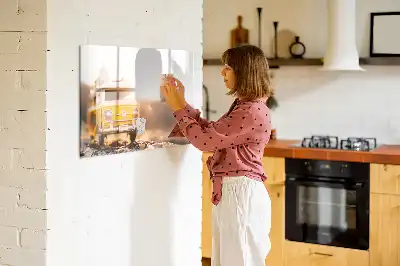 Tablă magnetică cu ștergere uscată model vacanță cu mașina