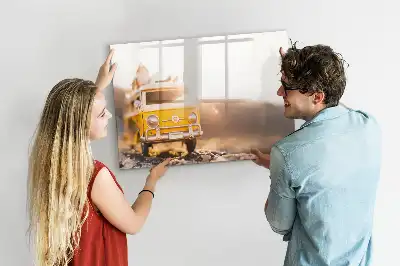 Tablă magnetică cu ștergere uscată model vacanță cu mașina