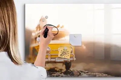 Tablă magnetică cu ștergere uscată model vacanță cu mașina