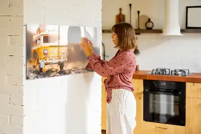 Tablă magnetică cu ștergere uscată model vacanță cu mașina