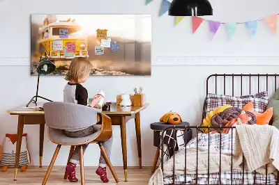 Tablă magnetică cu ștergere uscată model vacanță cu mașina