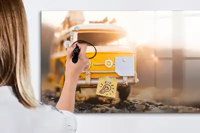 Tablă magnetică cu ștergere uscată model vacanță cu mașina
