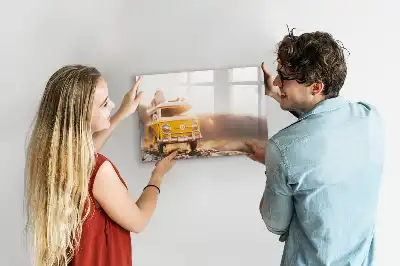 Tablă magnetică cu ștergere uscată model vacanță cu mașina