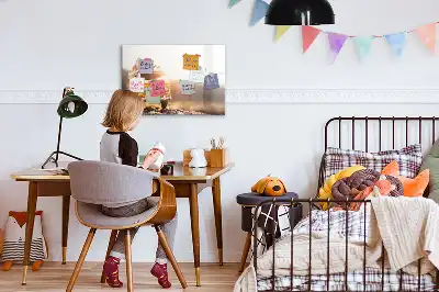 Tablă magnetică cu ștergere uscată model vacanță cu mașina